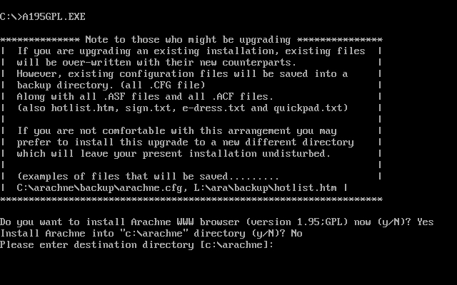 Arachne installation - Screenshot 3