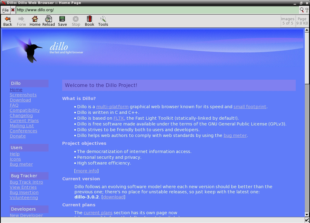 Dillo 2.2.1 - Скриншот 1