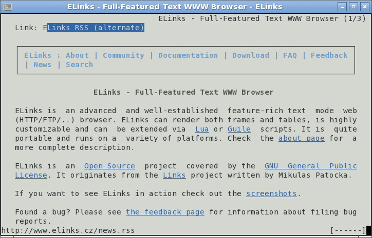 ELinks для Linux - Скриншот 1
