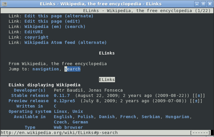 ELinks для Linux - Скриншот 3