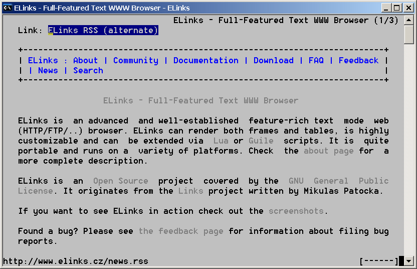 ELinks для Windows - Скриншот 1