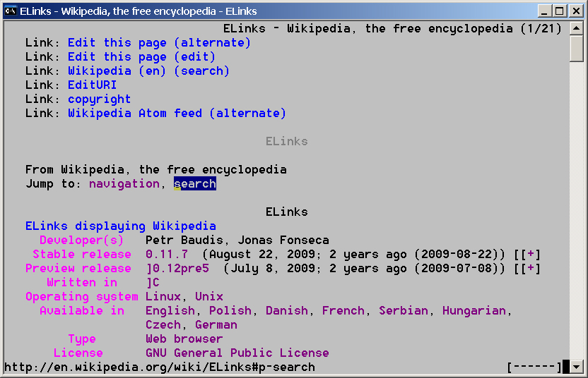 ELinks для Windows - Скриншот 3