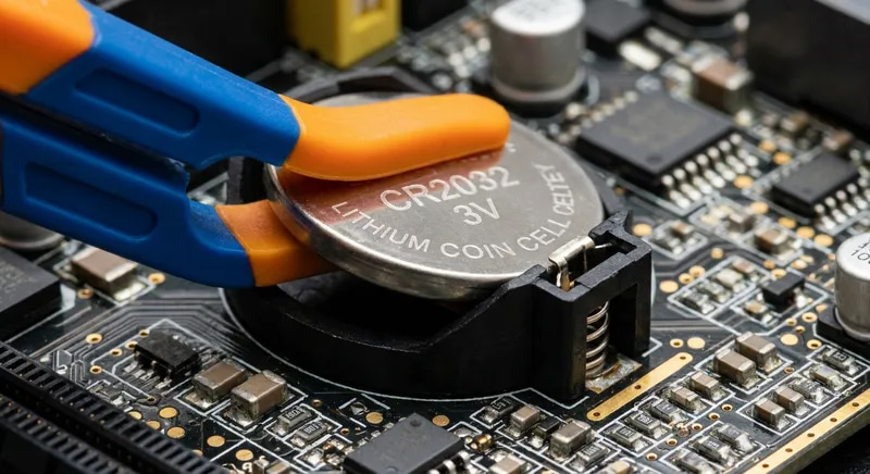 Извлечение батарейки CMOS