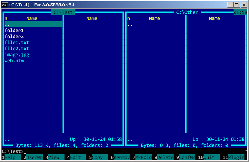 Far Manager - A directory with files and folders - Screenshot