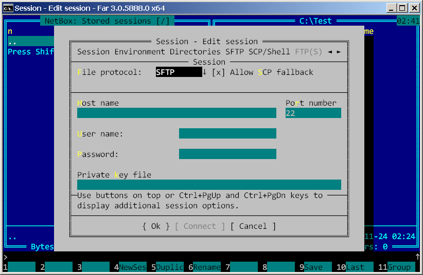 Far Manager - Opened «Edit session» dialog box - Screenshot