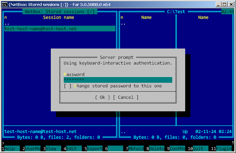Far Manager - Entering password when starting SFTP connection - Screenshot