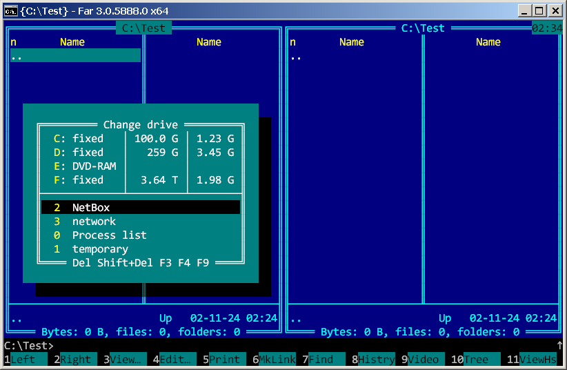 Far Manager - Selecting NetBox - Screenshot